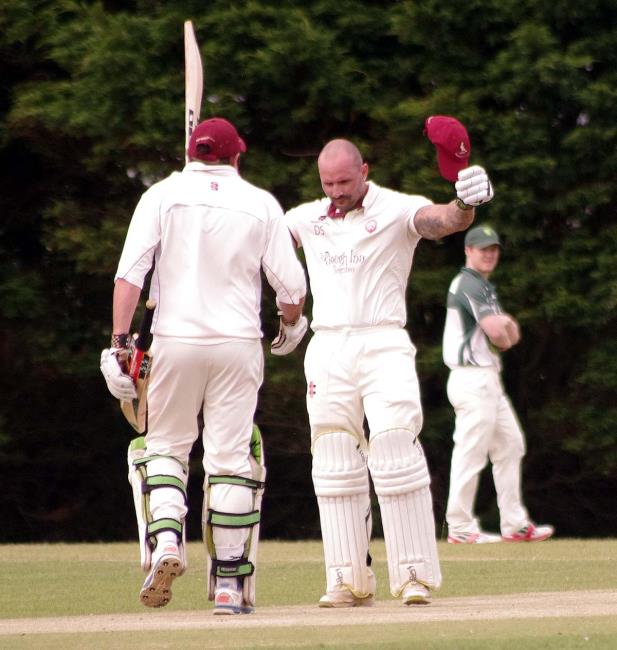 Dan Sutton celebrates scoring another century for Cresselly